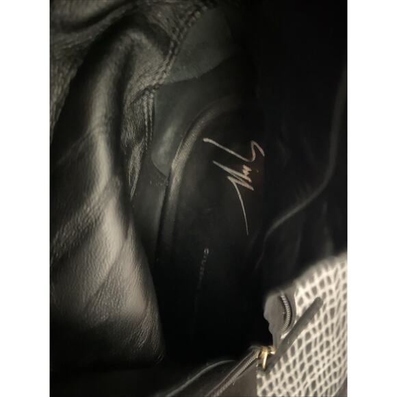 Giuseppe Zanotti Boot Black Suede Sculpted Gold Metallic Slim Heel Knee … - Picture 5 of 9